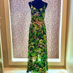 White House Black Market Tropical Print Maxi
Dress Leopard Jungle Pattern